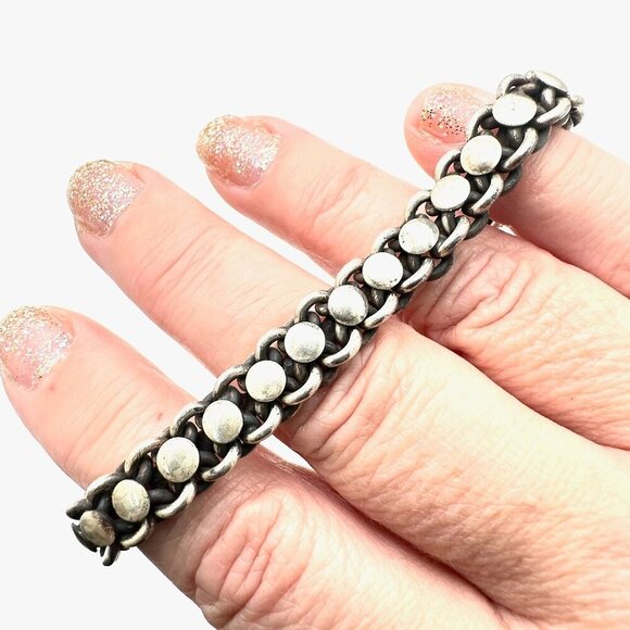 Vintage Traditional Indian Sterling Silver Bracelet 34 Grams - Picture 1 of 4